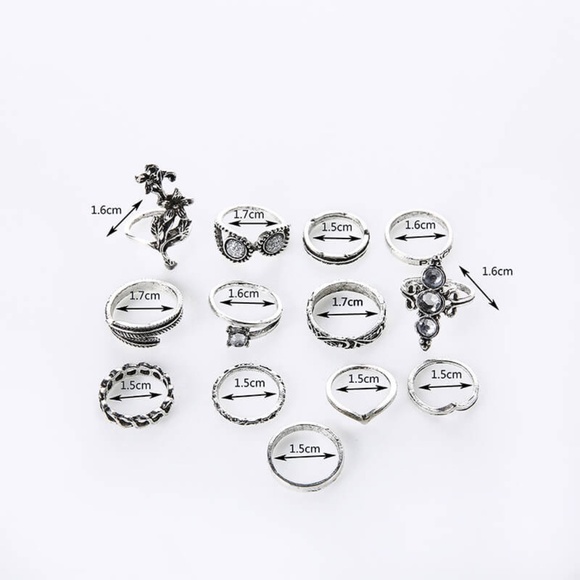 **JETTE* 13-Pc Silver x Retro Floral Fashion Ring Set - Picture 8 of 8